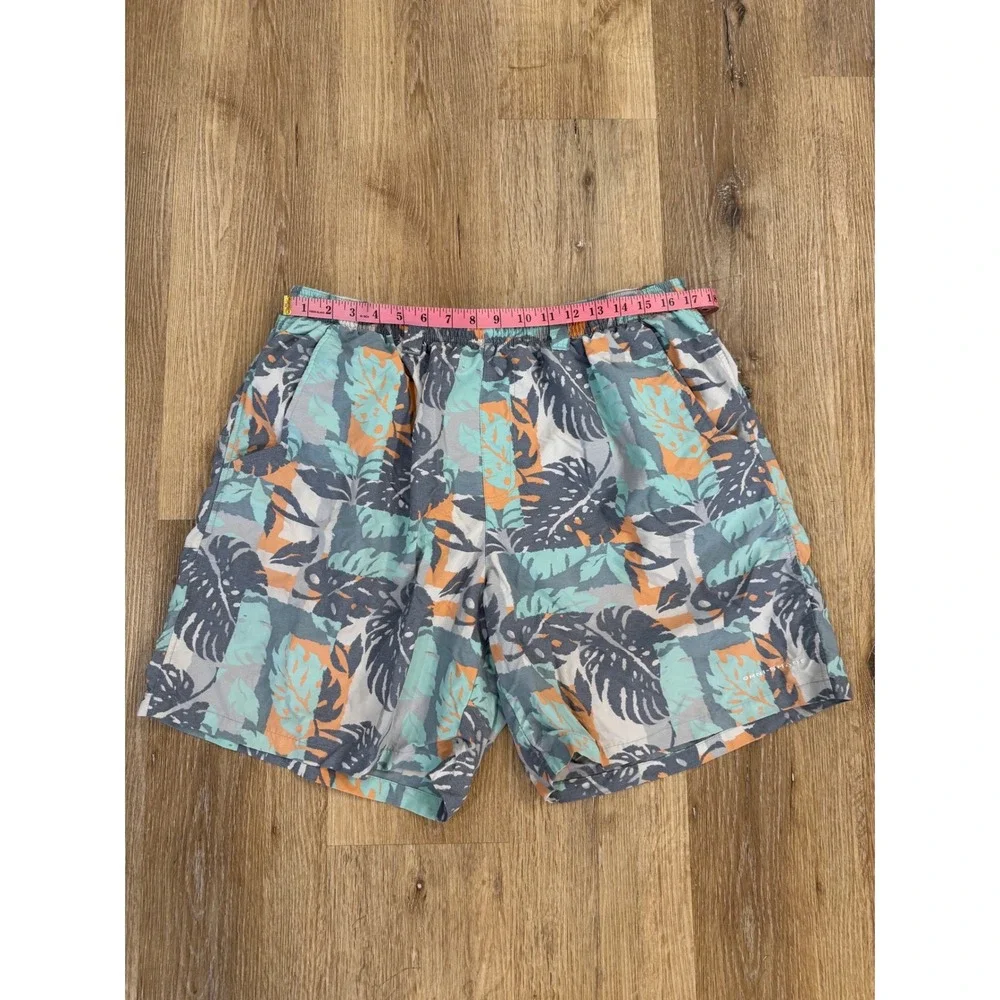 Columbia PFG Mens XL Swim‎ Trunks Tropical Monstera Leaf Print Teal Orange 7